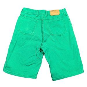 Vintage BRISTOL BLUES Womens Jean Short Waist 32 Green Denim USA High Rise Chino